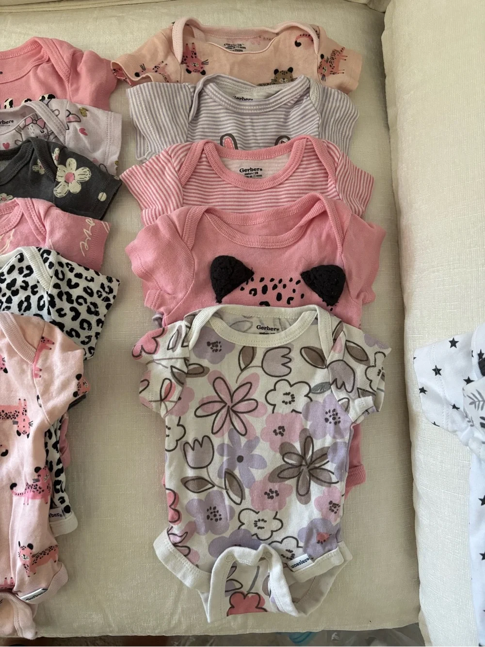 Carter's Baby One-Piece Bodysuit Set in Pink, White, Gray and Teal Accents